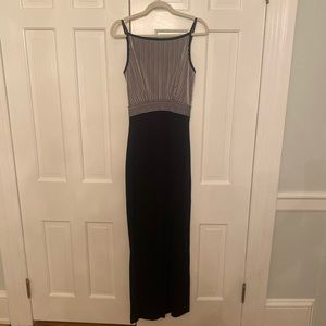 Tadashi Shoji Black White Stretchy 90s Vintage Evening Gown Sleeveless Black - M
